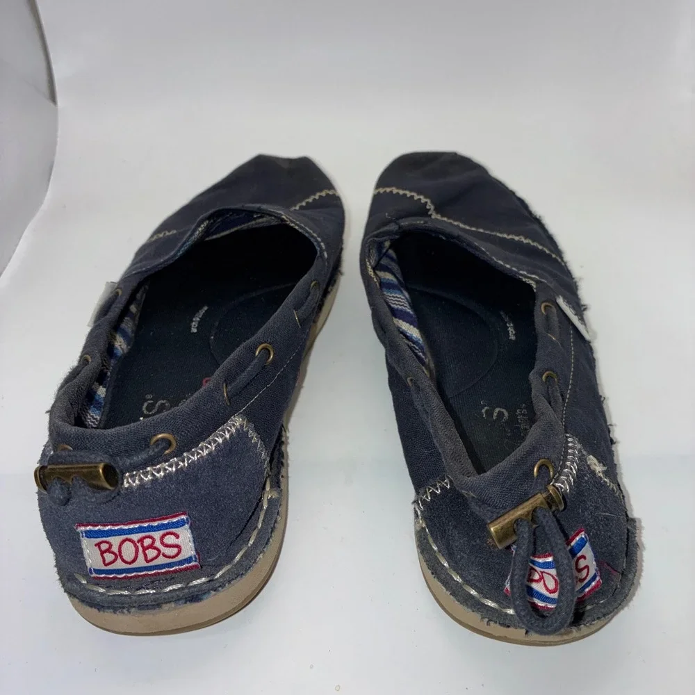 Skechers BOBS Highlights 2.0 Navy Blue Canvas Slip On Shoes 33673 Womens Size 7